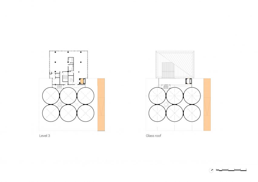 Level 3 plans of the silo building at Gate M West Bund Dream Center by MVRDV