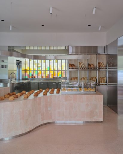 Shell limestone bar inside bakery Kazakhstan