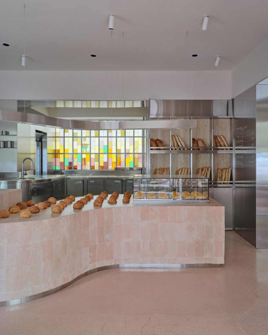 Shell limestone bar inside bakery Kazakhstan