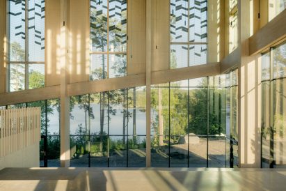 Windows of timber building