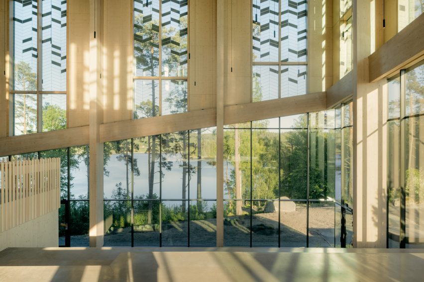 Windows of timber building