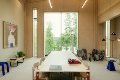 Timber-clad walls of Swedish community centre