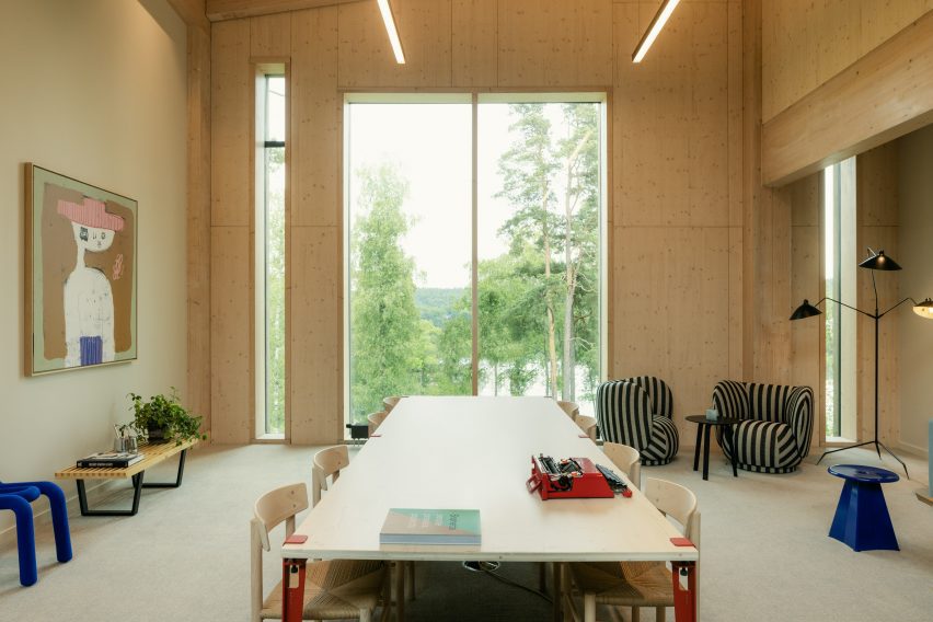 Timber-clad walls of Swedish community centre
