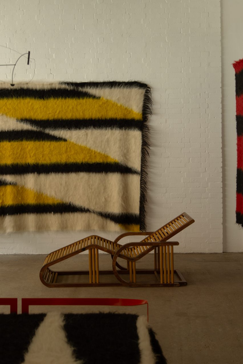 Spazio Leone exhibition with fluffy wall hanging