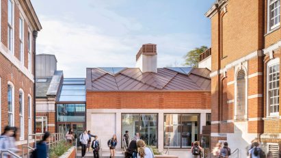 Rosalind Franklin Wing at St Paul's Girls School by Jestico + Wiles with seam roof