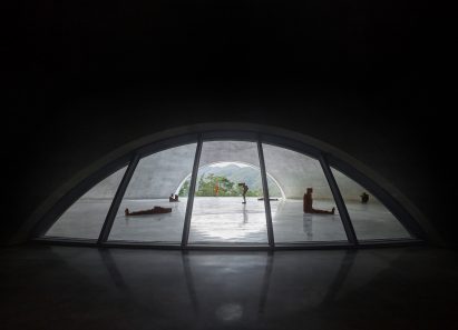 View from observation room into the Ground gallery by Tadao Ando and Antony Gormley