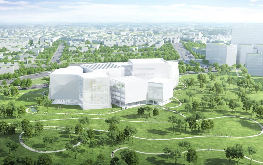 Render of the Taichung Art Museum by SANAA
