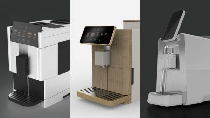 an image showing three coffee machine designs