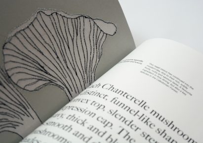 a photograph of a book in tones of white and grey with black text on it
