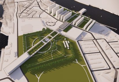Visualisation of a park between two rivers