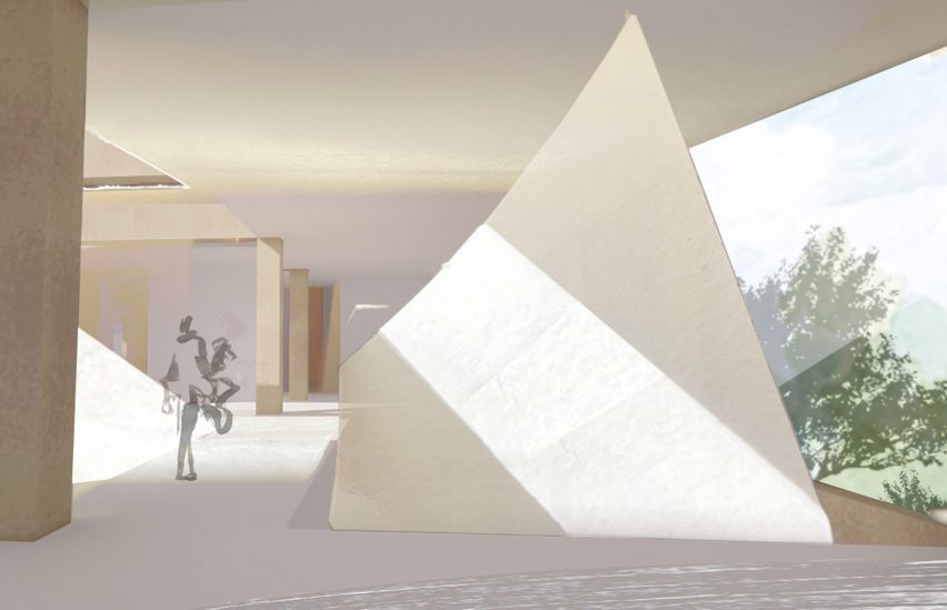 a visualisation of a space in tones of white