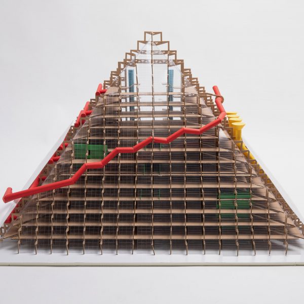 an architectural model of a pyramid