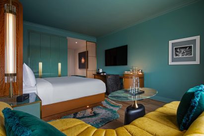 Blue hotel room