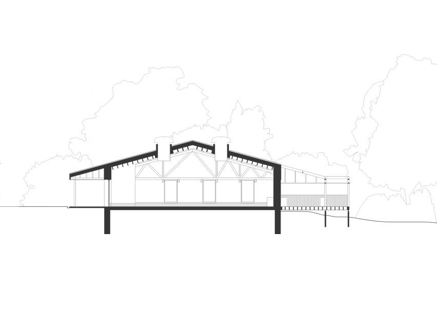 Section of Wolves Lane Centre by Material Cultures and Studio Gil
