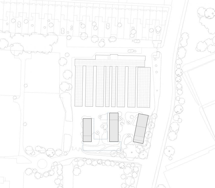 Site plan of Wolves Lane Centre by Material Cultures and Studio Gil