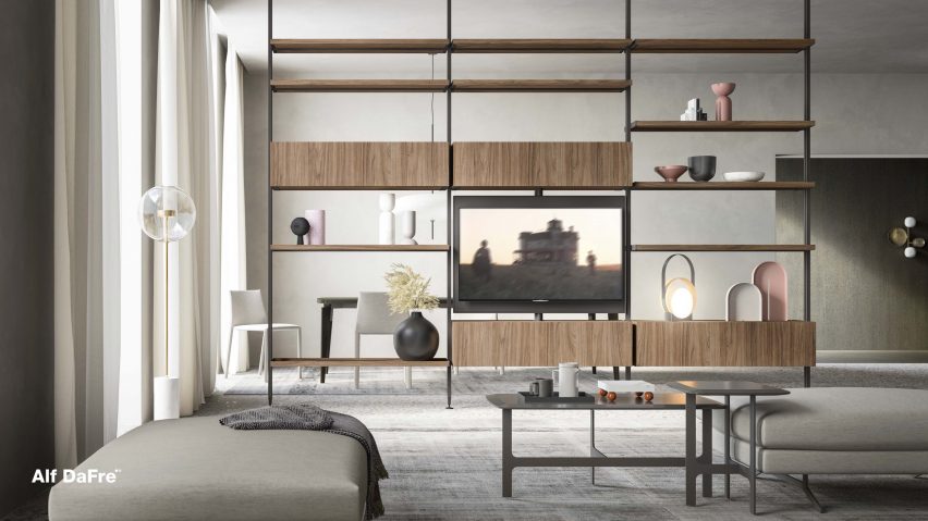 Render of a living room with Alf DaFrè furniture