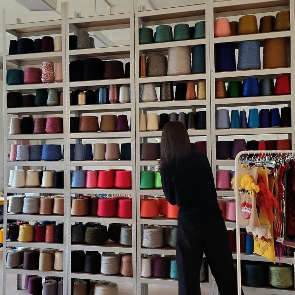 Photo of shelves of yarn