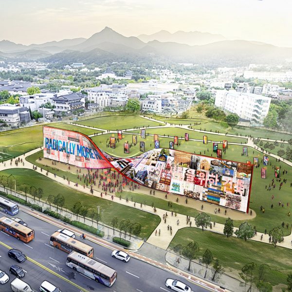 View of biennale wall installation