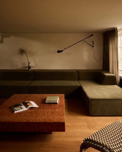 Living room with marble table