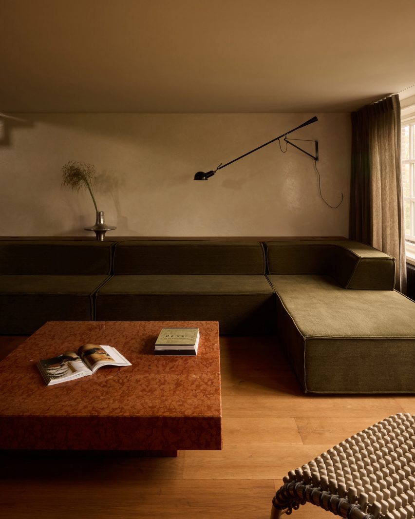 Living room with marble table