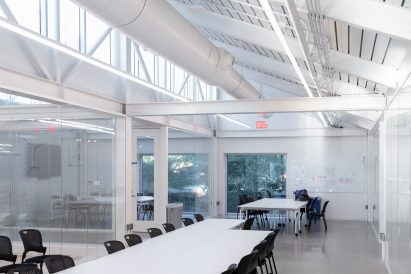 Exposed steel framework