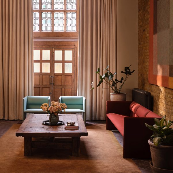 Historic wooden doors in modern interior