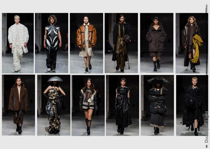 a series of photographs of models on a catwalk
