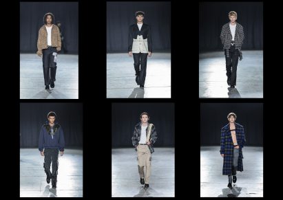 a series of photographs of models on a runway