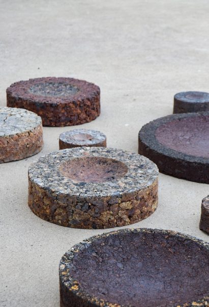 a photograph of circular objects in tones of brown