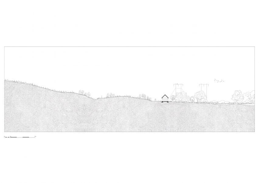Site section of Dem Talamh by Fuinneamh Workshop Architects