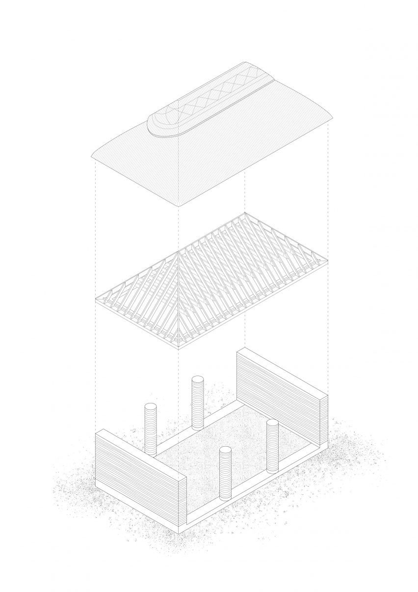 Exploded diagram of Dem Talamh by Fuinneamh Workshop Architects