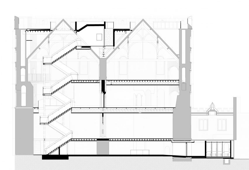 Section of the restoration at Norwich Castle by Feilden and Mawson
