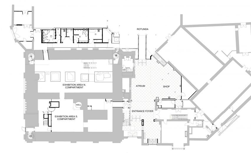Ground floor plan of the restoration at Norwich Castle by Feilden and Mawson