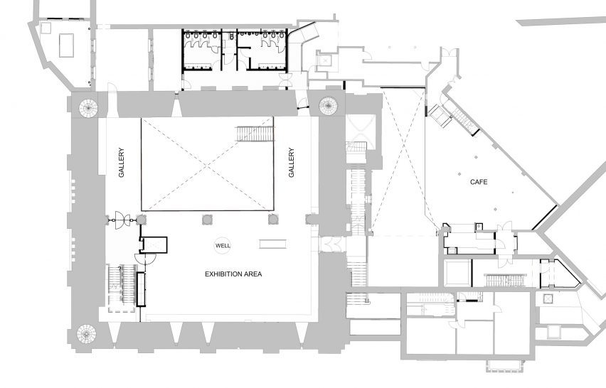 First floor plan of the restoration at Norwich Castle by Feilden and Mawson