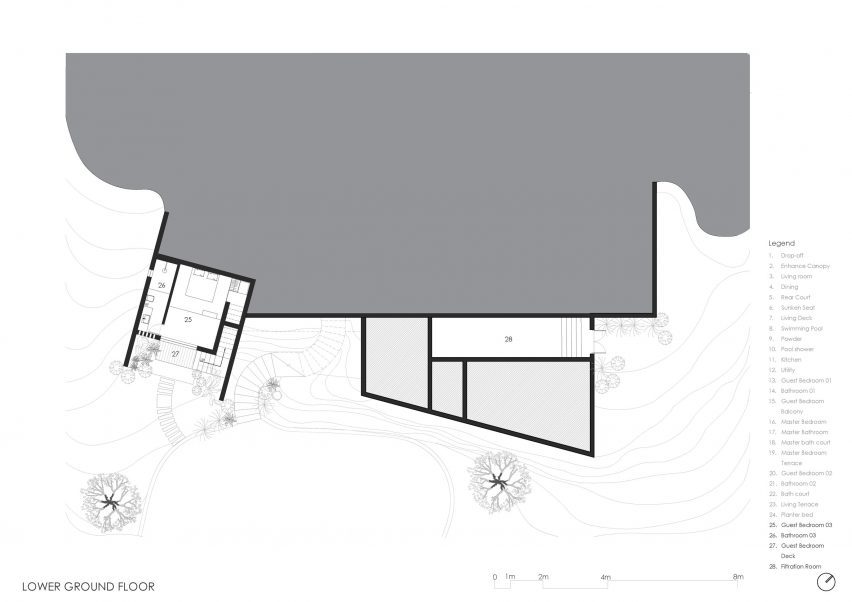Lower floor plan of Villa Prakriti by UnTag