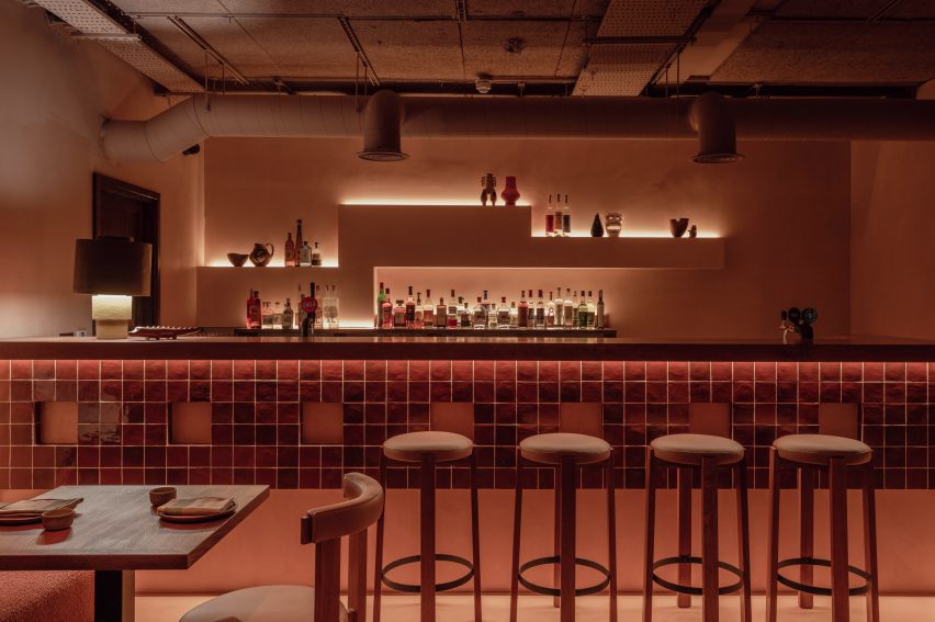 dimly lit dining room