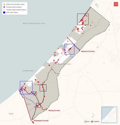 Map from The Architecture of Genocidal Starvation in Gaza report by Forensic Architecture and the World Peace Foundation