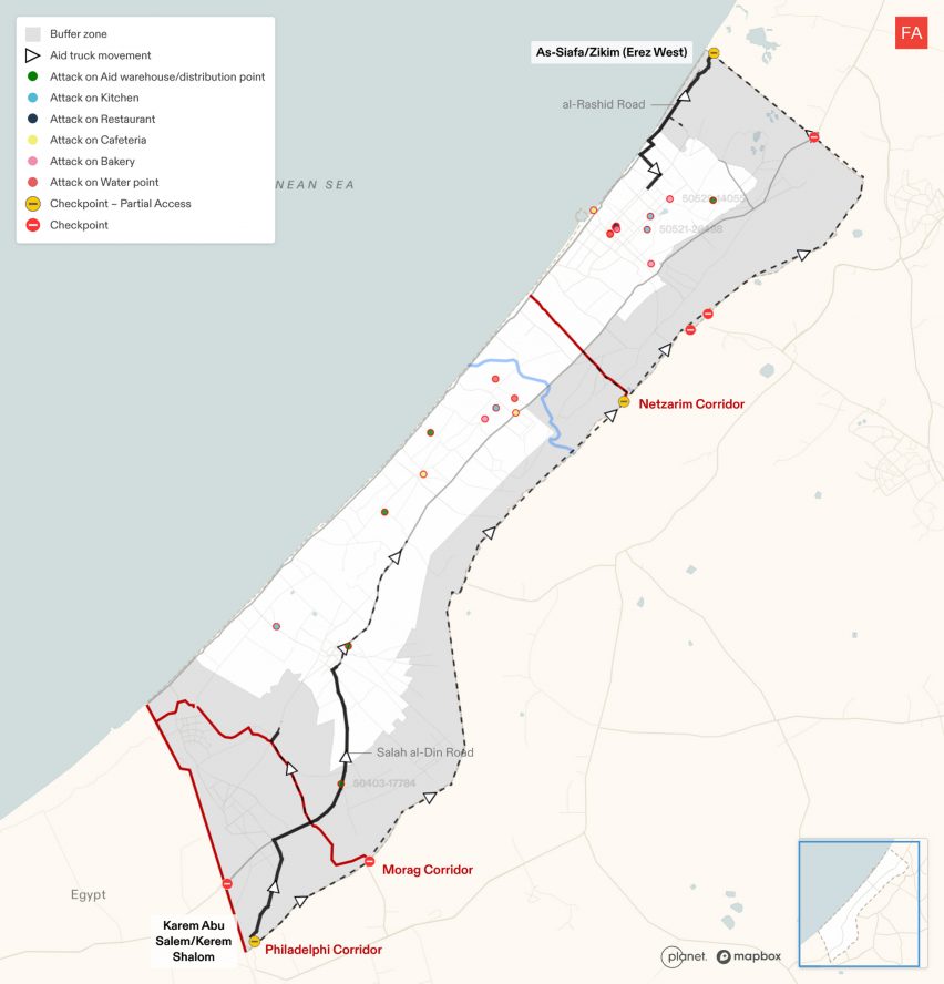 Map from The Architecture of Genocidal Starvation in Gaza report by Forensic Architecture and the World Peace Foundation