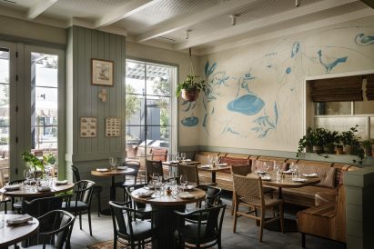 Poolside restaurant decorated with a Mediterranean look