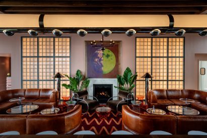 Rooftop cocktail lounge with 1970s-inspired decor