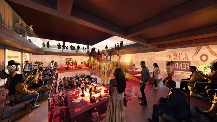 People inside cultural centre in Ethiopia