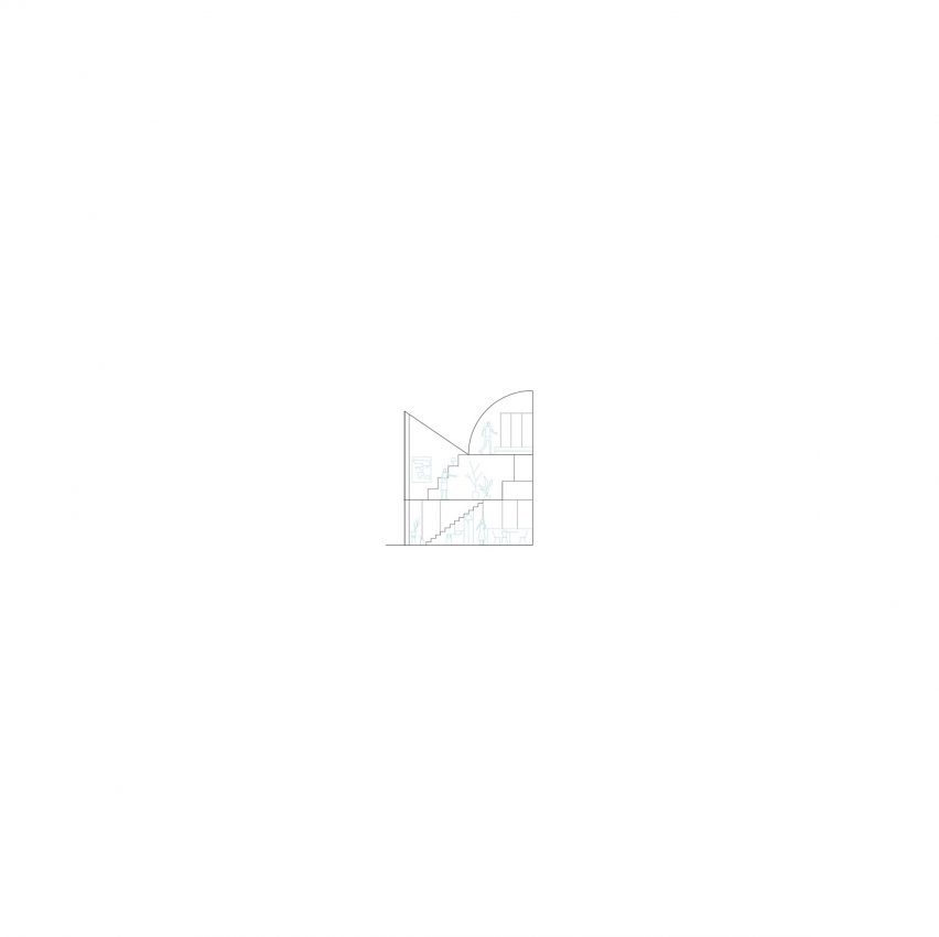 Section of A House with an Inverted Roof by Fala Atelier