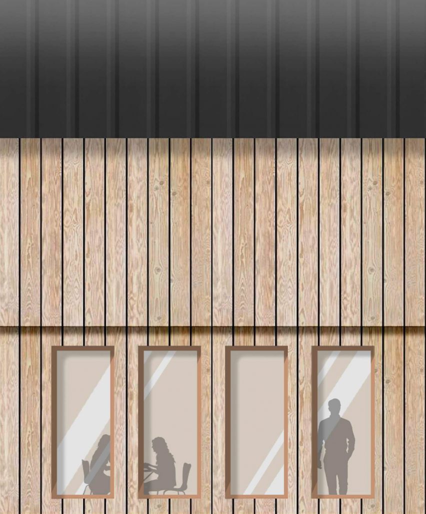 a visualisation of a beige coloured building with windows