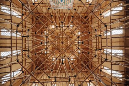 Mandala-shaped bamboo truss in Nepal