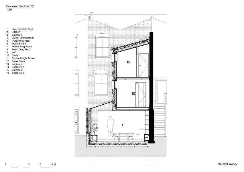 Section of Hackney Bay House by Material Works