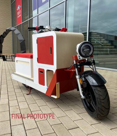a photograph of a bike in tones of white and red