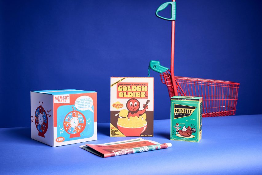 a photograph of boxes in tones of blue, red, brown and green