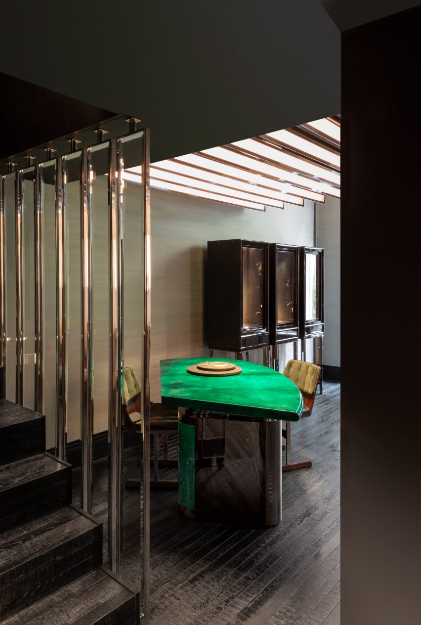 Green table in Nikos Koulis store in Athens by Bureau de Change