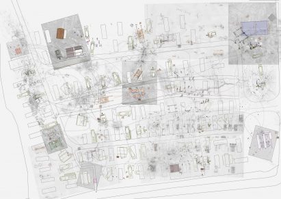 a diagram showing buildings from above
