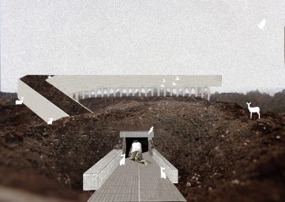 an image of a person crawling into a road tunnel